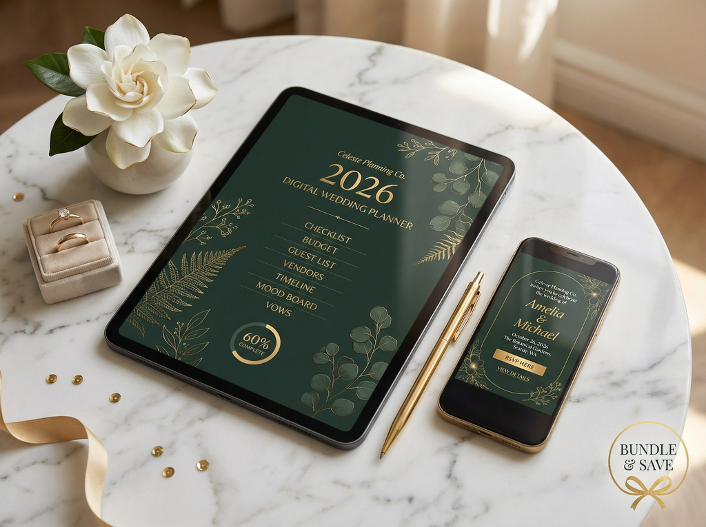 Stress-Free Wedding Bundle | 2026 Digital Wedding Planner & Interactive Invitation Suite
