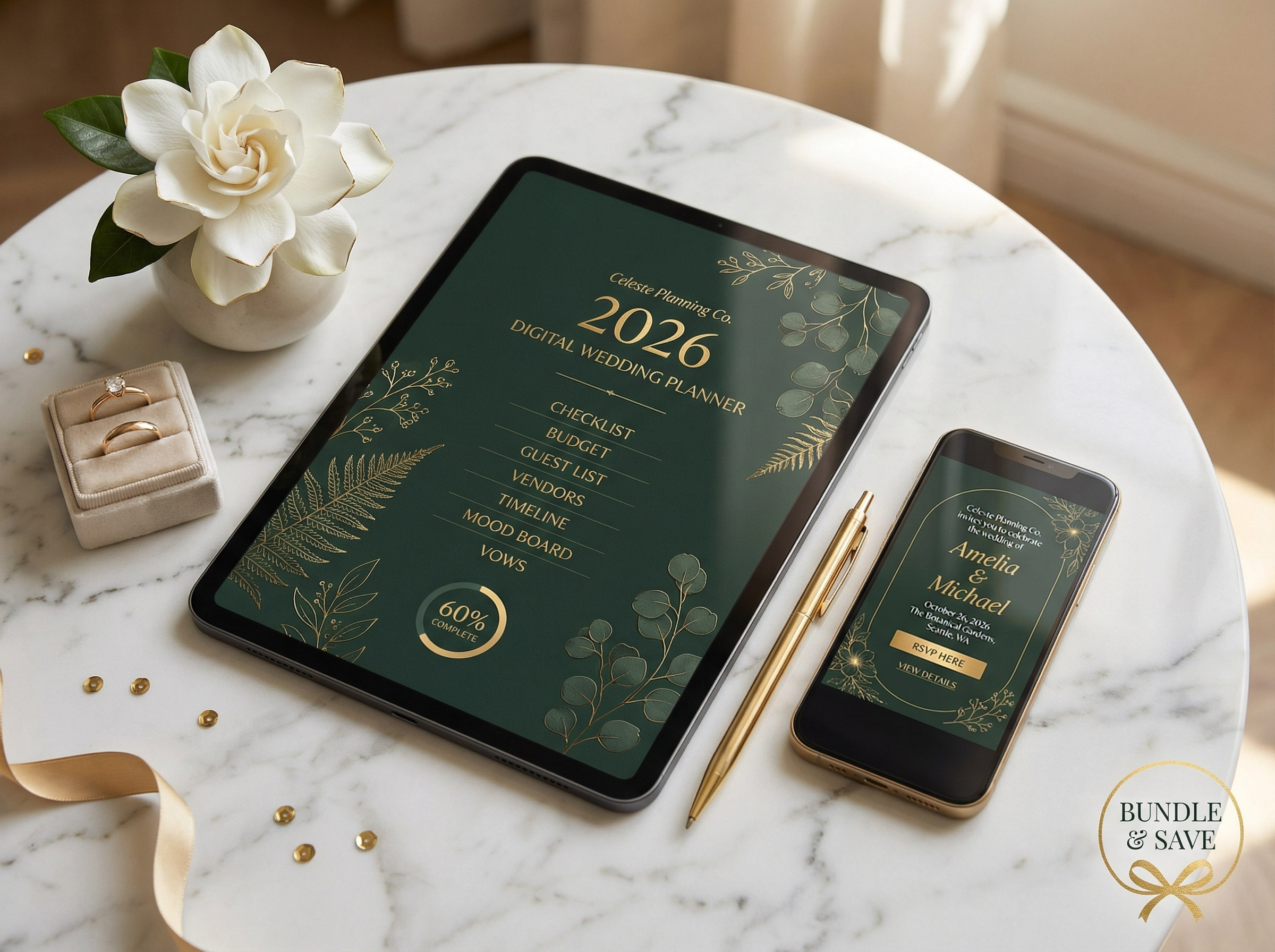 Stress-Free Wedding Bundle | 2026 Digital Wedding Planner & Interactive Invitation Suite